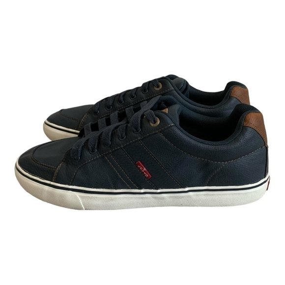Levi’s Turner Men’s Sneakers Navy Blue Brown Lace-Up Athletic Shoes Size 12 - Picture 3 of 7